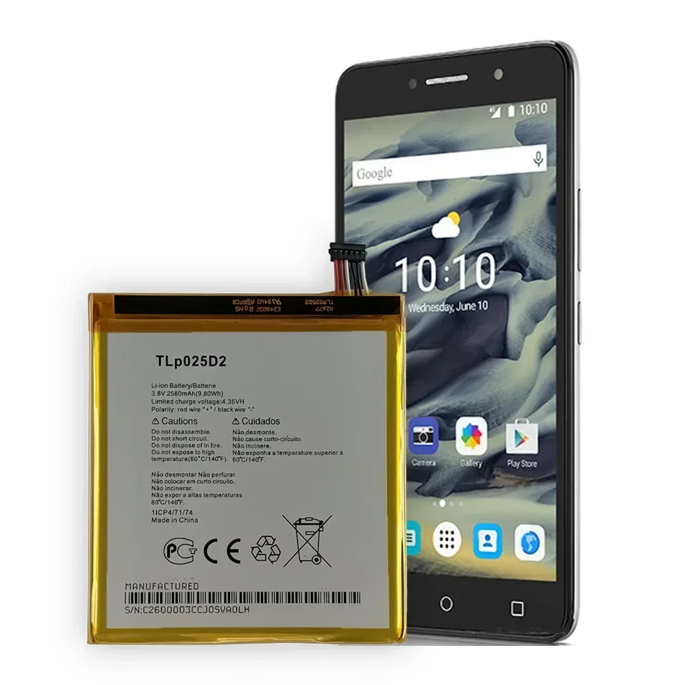 Аккумулятор TLP025D2, подходящий для Alcatel PIXI 4 6.0 OT-8050 8050E 8050D 9001 9001X 50980, 2580 мАч, высококачественная батарея для мобильного телефона