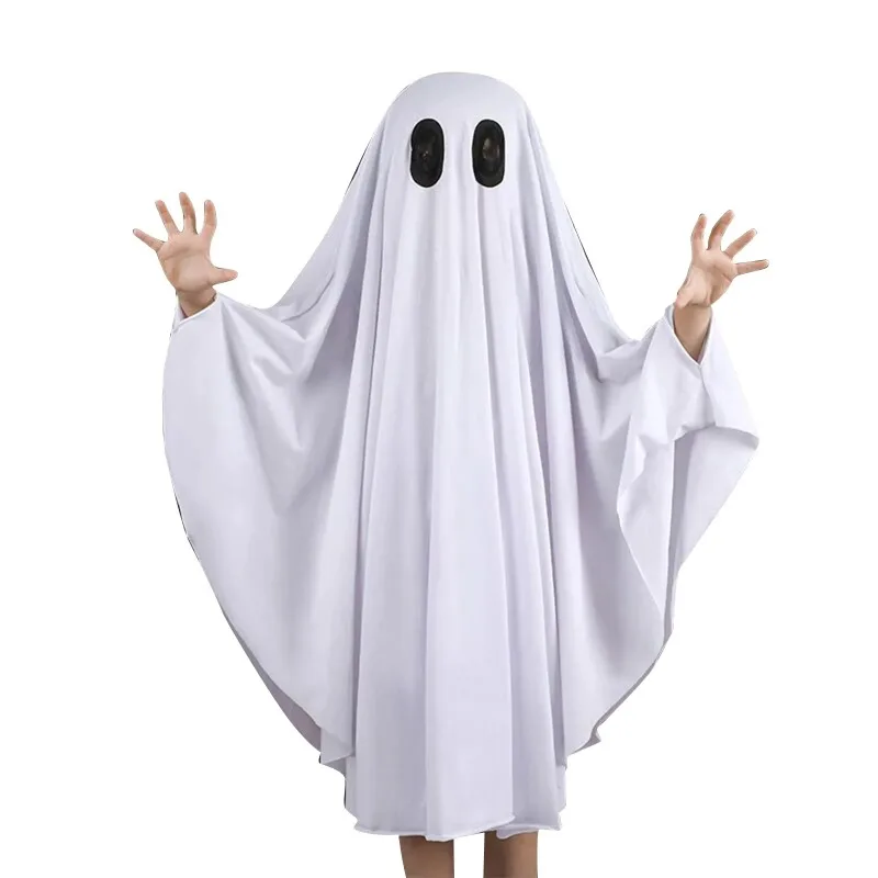 

Halloween New Cosplay Costume Horror Fright Ghost Smiley Face Black Eye Cloak Adult Children Stage Performance Cosplay Costume