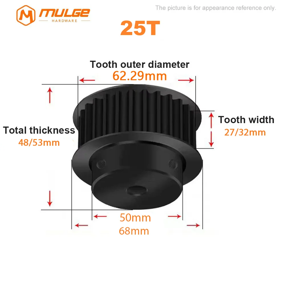 HTD 8M Timing Pulley 25T/30T/32T/36Teeth BF type 45# Steel HTD 8M Synchronous Wheel Bore 10-30mm for Belt Width of 25/30mm