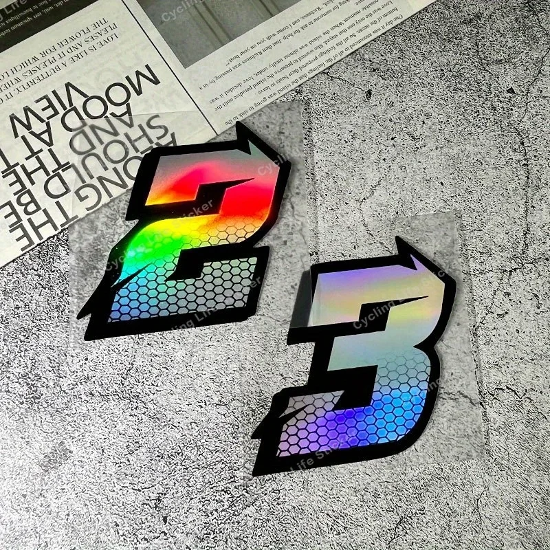 자동차 오토바이 스타일링 장식 레이스 ID 테마 데칼 액세서리용 홀로그램 레이싱 번호 스티커 세트 1개