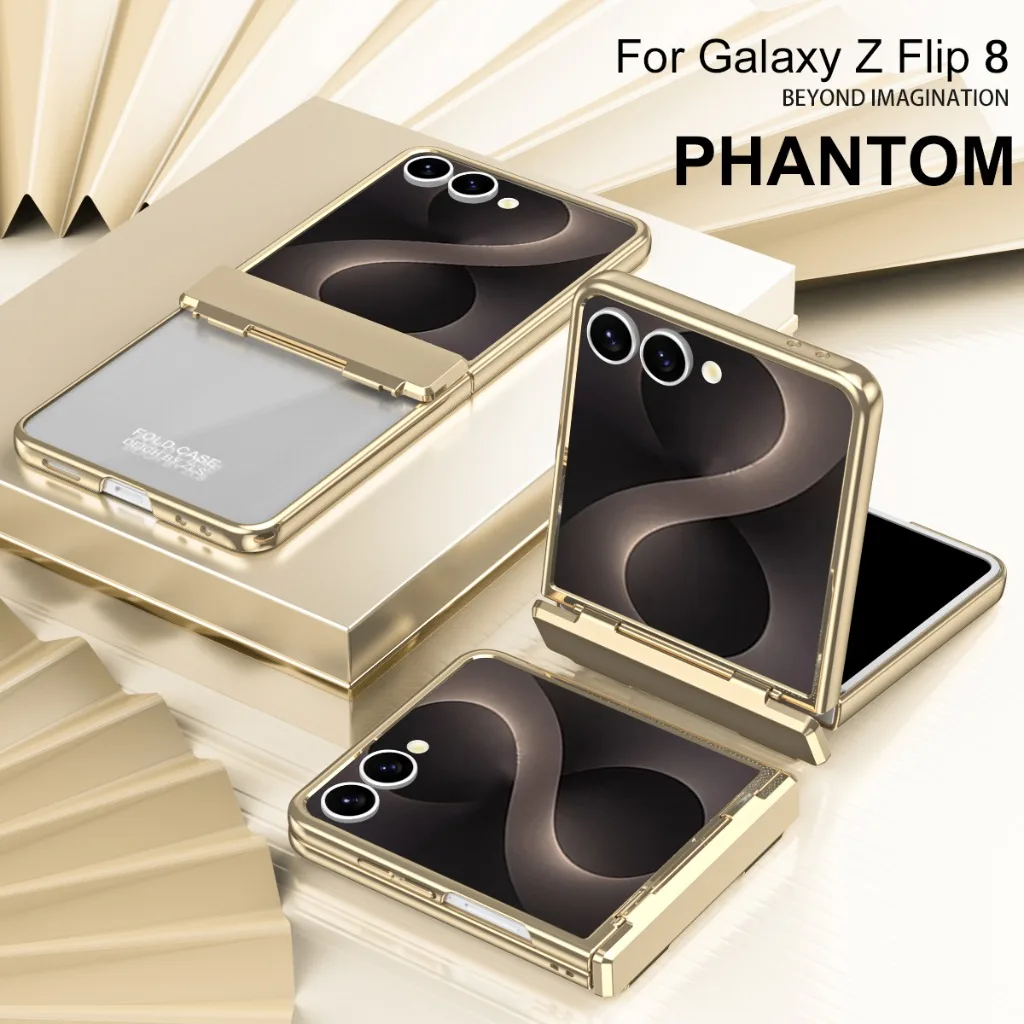 Transparent Plating Hinge Full Protection Phone Case For Samsung Galaxy Z Flip 8 7 FE 6 5 4 Clear Hard Shockproof Shell Cover