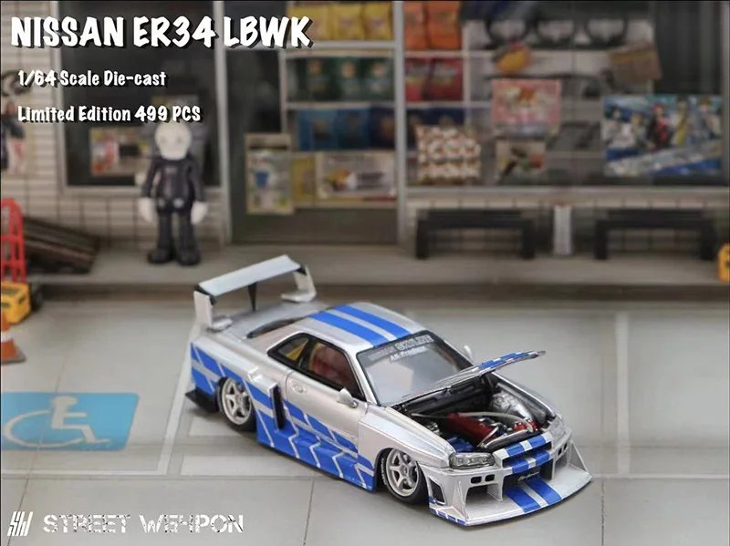 

Уличное оружие SW 1:64 NISSAN ER34 LBWK коллекция литых под давлением моделей автомобилей