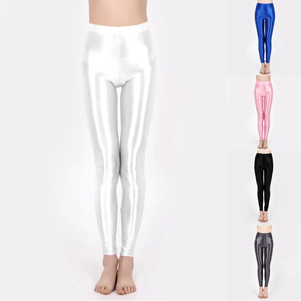 Damen glänzende Yoga hosen plus Größe ölige glänzende Strumpfhosen Satin Glitter Strümpfe mit hoher Taille glänzende Strumpfhosen Training Sport Leggings