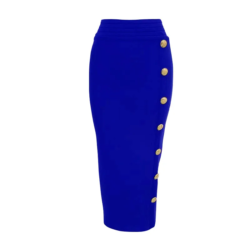 Hot Selg Mid To Long Length Bandaged With Single Row Metal Buckle For Fashionable And Versatile Hip Wrap Skirt