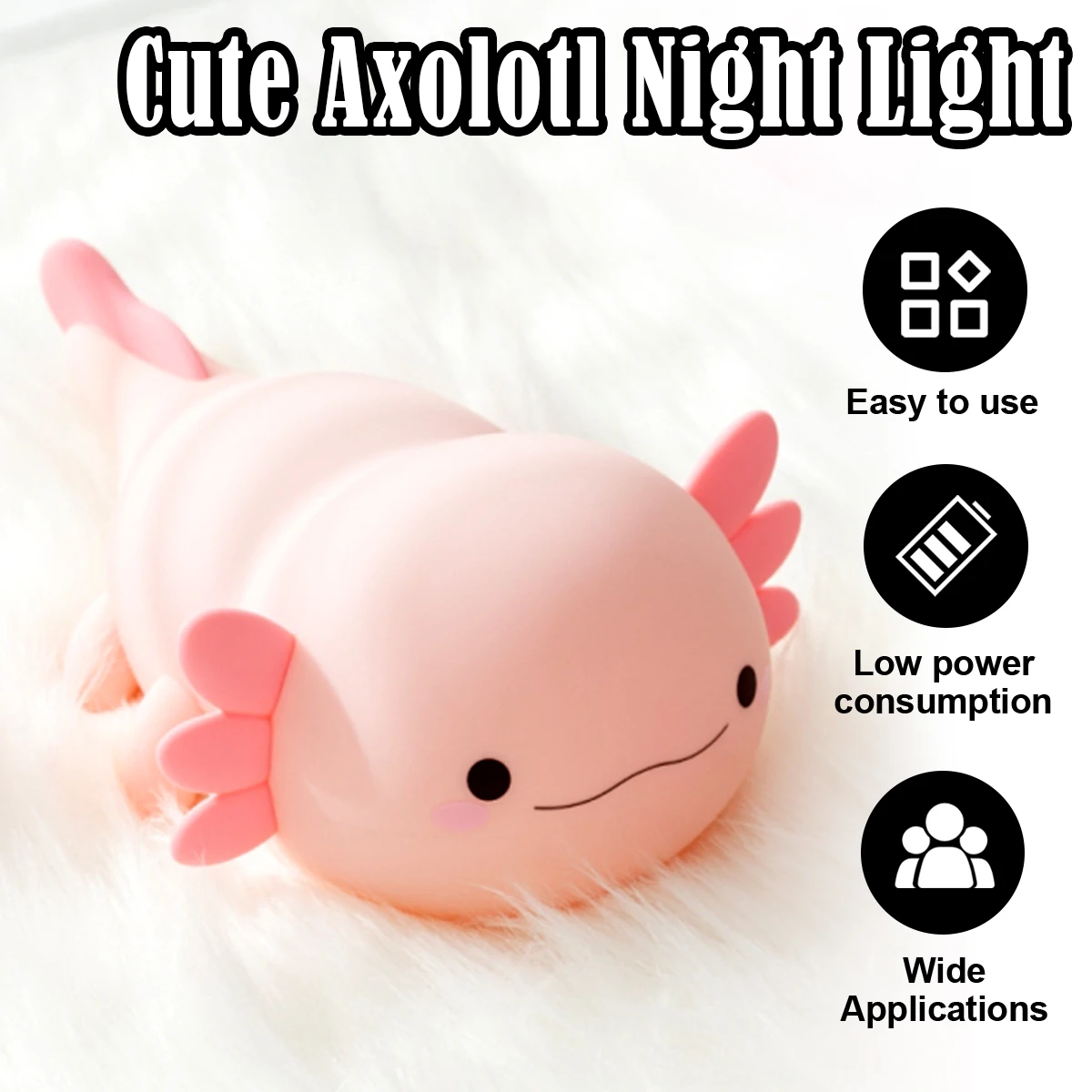 Novelty Axolotl Silicone Night Light Nightlights USB Control Nightlights Cute Axolotl USB Bedside LED Tabletop Lamp Touch Lamp