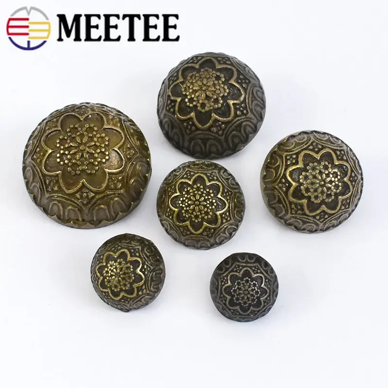 20 pz Meetee 12-23mm Metallo Bronzo Intagliato Retro Bottoni Fungo per Camicia Giacca Cappotto Cucito Abbigliamento Scrapbook Accessori D2-6