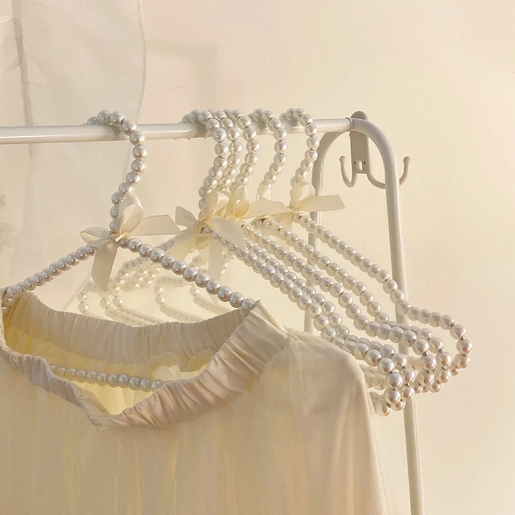 

3pcs Pearl Hanger Anti slip Strong Load bearing Wedding Dress Rack Clothes Hanger Home Wardrobe Storage Solution