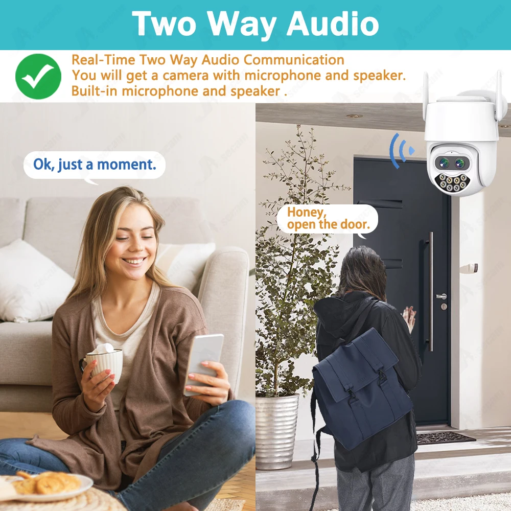 8MP PTZ WiFi Camera Dual Lens Auto Tracking Ai rilevamento umano CCTV Video telecamera di sorveglianza esterna telecamere IP di sicurezza ICSee