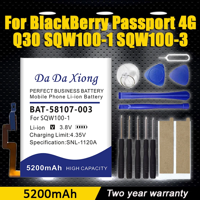 

DaDaXiong BAT-58107-003 Replacement Phone Battery For BlackBerry Passport 4G Q30 SQW100-1 SQW100-3 Q 30 Smartphon Batteries