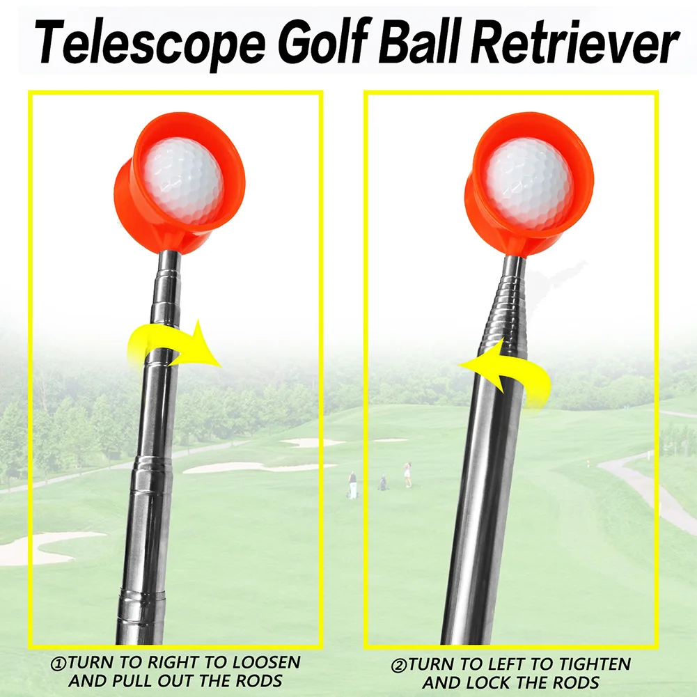 9ft/12ft Golf Ball Finder Telescopic Comfortable Handle Golf Ball Pickup Stainless Steel Outdoor Golf Accessories