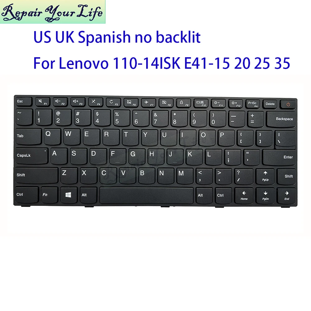 Teclado espanhol dos eua reino unido para lenovo ideapad 110-14isk E41-15 E41-20 E41-25 E41-35 E41-45 5n20l25825 inglês espanha notebook teclado