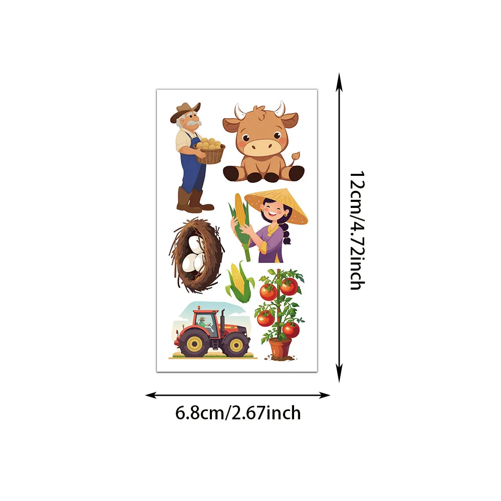 10 Stuks Boerderij Dier Tattoo Stickers Prachtige Kinderen Speelgoed Cartoon Veilig Water Stickers Arm Hoofd Hoofd Waterdicht Stickers