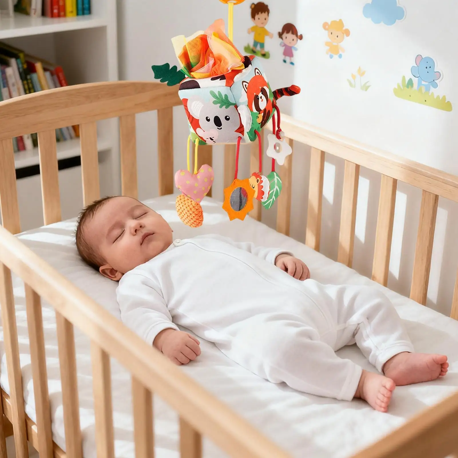 Car Seat Toys Toddler Plush Squeaky Rattle Clip on Crib Mobile Toy for Baby Shower Girl Boys Toddler Aged 0-12 Months Shower