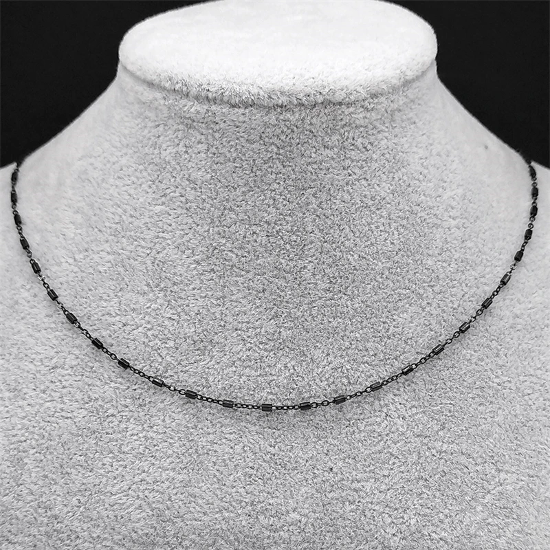 Edelstahl Kreative Kleine O Kette Halskette für Männer Frauen Gold Silber Schwarz Farbe Zylindrische Form Link Schmuck Zubehör – Detail 7
