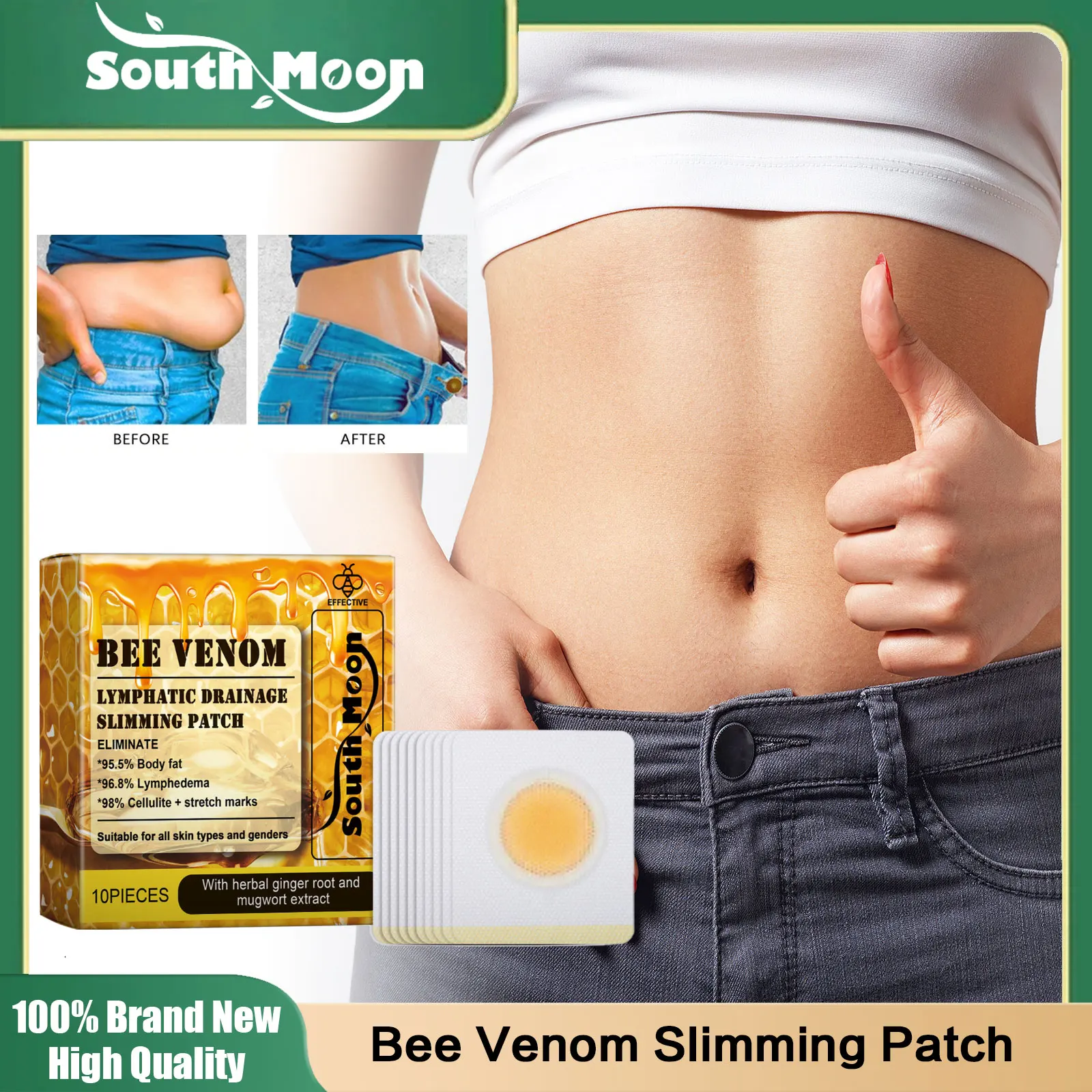 

Bee Venom Slimming Navel Patches Fast Burning Anti Cellulite Body Shaping Tighten Tummy Firming Lymphatic Detoxification Sticker