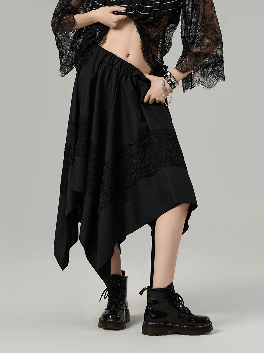 Women s Gothic Steampunk Skirt Vintage Contrast Lace Irregular Skirt Renaissance Skirt Cosplay Costume