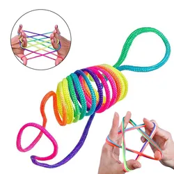 5Pcs Rainbow Color Fumble Finger Thread Nylon Rope String Game Developmental Toy Puzzle Educational Game for Children Kids