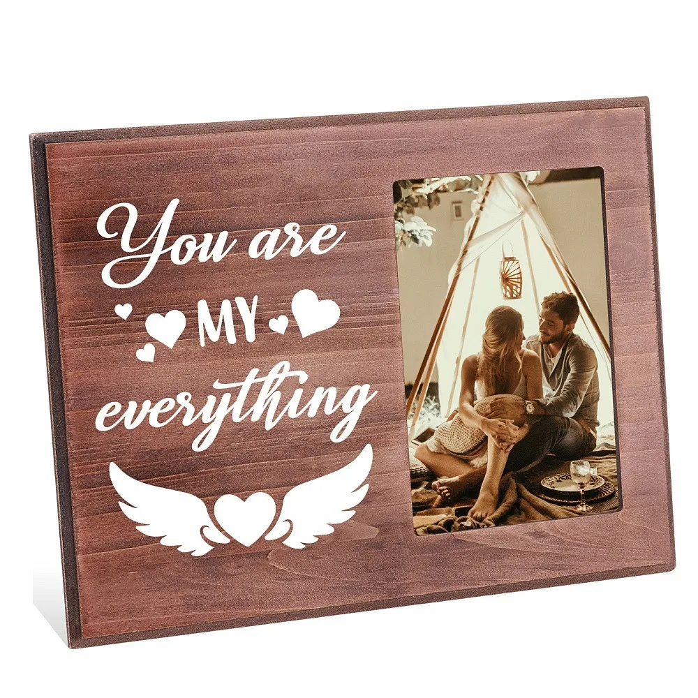 

1pc Wood Photo Frames for Tabletop Display Photo Frame Rectangle Word 195x254x12mm