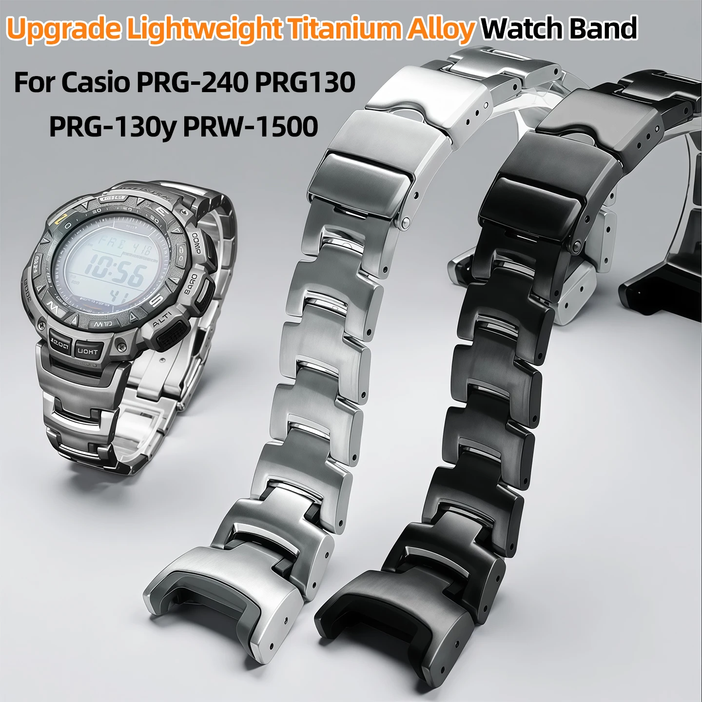 

Обновленный легкий металлический ремешок из титанового сплава для часов Casio PRG-240, PRG-130, PRG-130Y, PRW-1500, модифицированный мужской силиконовый ремешок