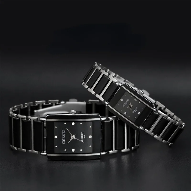 Fashion Rectangle Watch Women White Simulated Ceramics Watches Men Women Casual Quartz Wristwatches Couple Watch Unique Watch