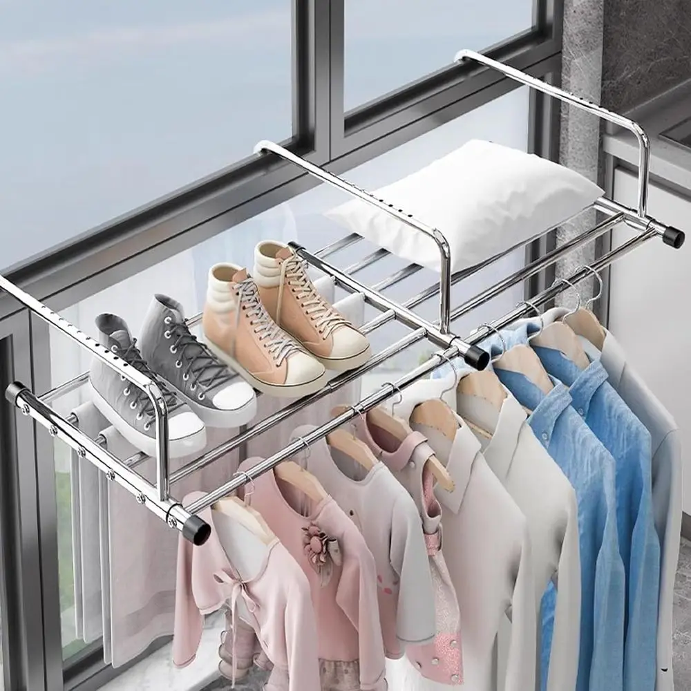 

Collapsible Wall-Mounted Stainless Steel Drying Rack for Laundry, Shoes, Socks, Towels, and Plants