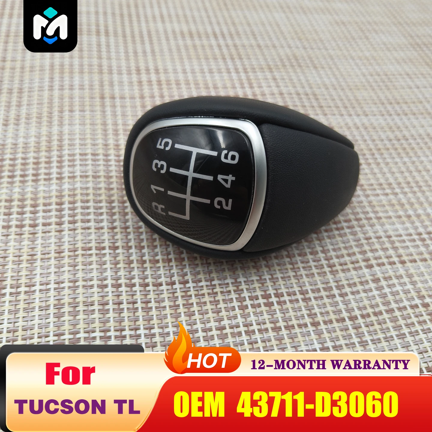 Genuine Leather Glossy 6-Speed Manual Shift Knob43711D3060 For Hyu-ndai I20 2014-2018 Tucson TL 2015-2016 Manual Stop Gear Shift