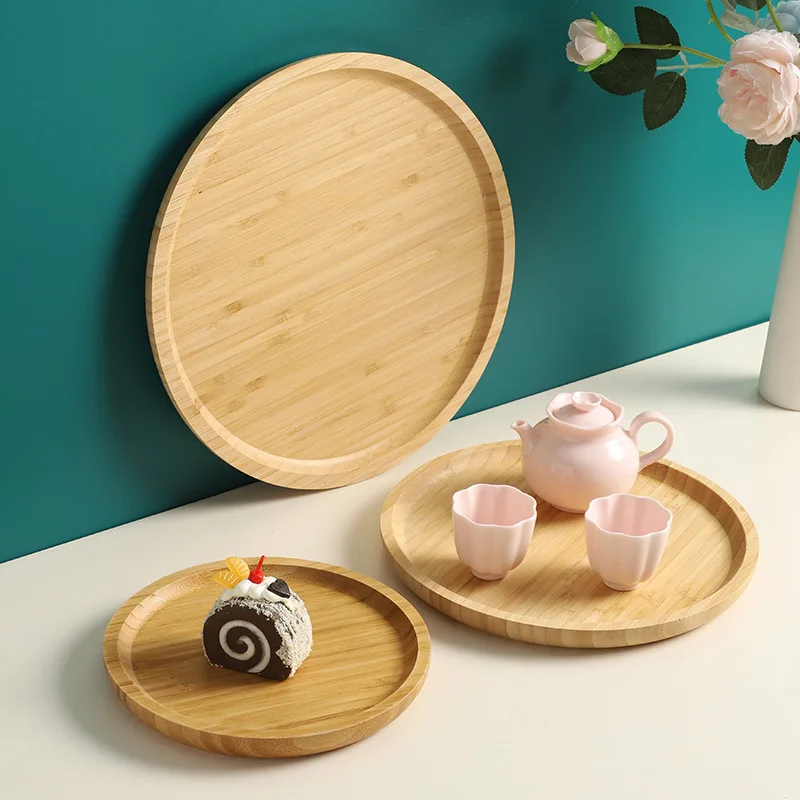 

Simple Japanese Bamboo Tea Tray Kitchen Storage Serving Trays Home Hotel Platter Plate for Dessert Breakfast Coffee Food Tray