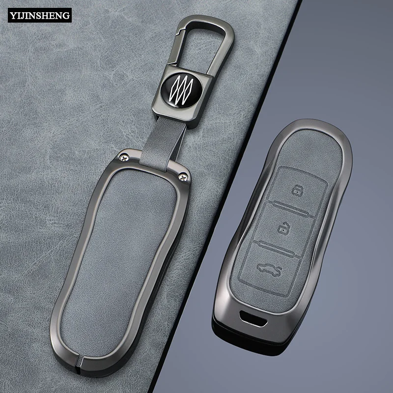 Zinc Alloy + Leather Car Key Case Cover Holder For Dongfeng Fengguang DFSK Glory 580 Fengon Ix5 Ix7 Seres 3 5 Sf5 2022 2024 view 3