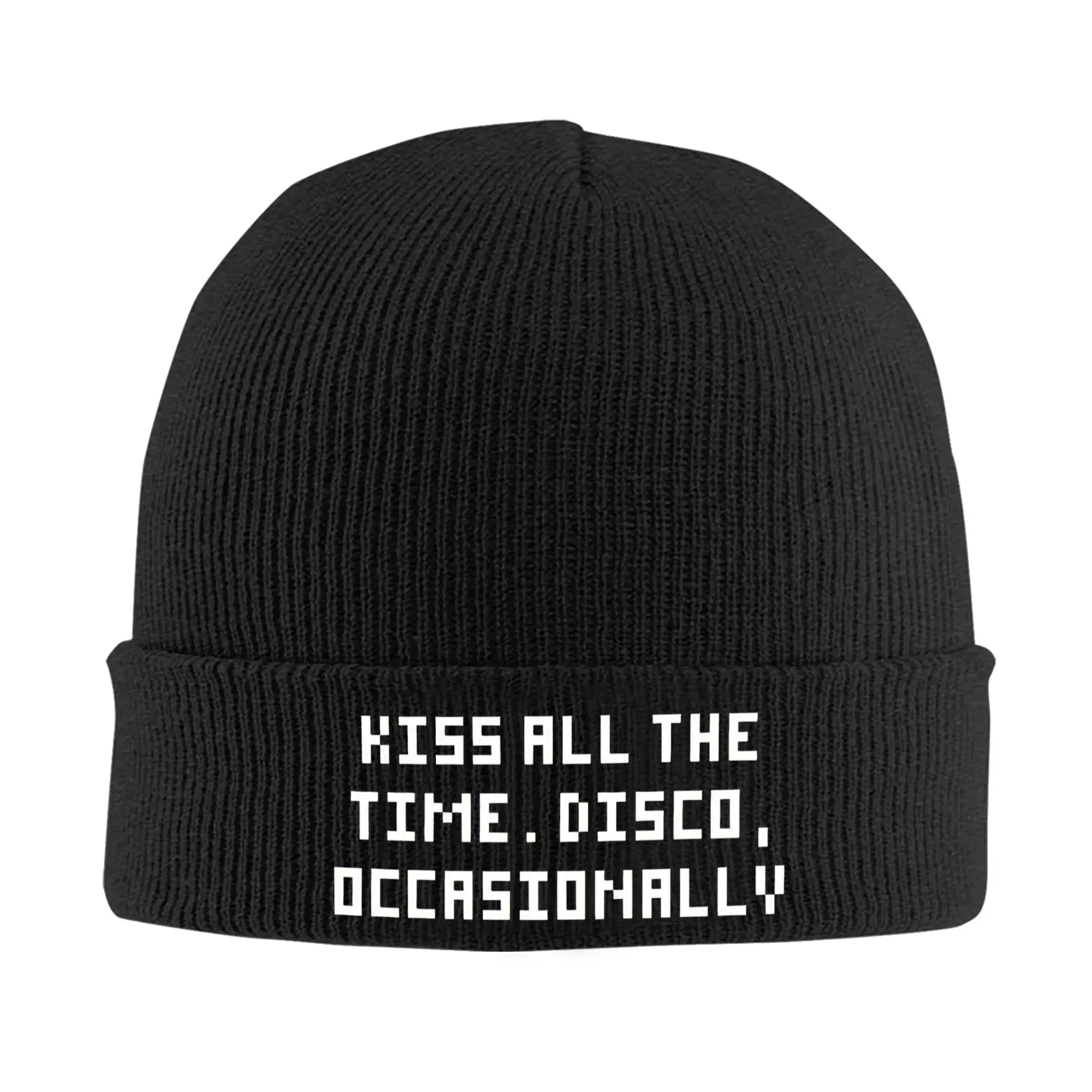 Kiss All The Time, Disco Occasionally  Knitted Hat Beanies Winter Hat Warm Acrylic  Fashion Muisc Cap Men Women Gift,