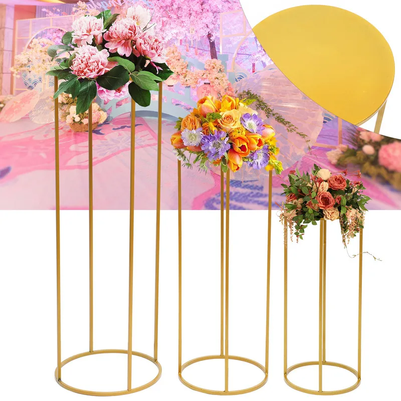 Floor Vase Display Metal Round Flower Stand Shelf Organizer Wedding Centerpiece Party Aesthetic Decoration