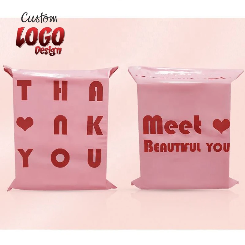 Custom LOGO Packaging printing Shipping Pink color Postage Mailing Shipping Courier Poly Bags