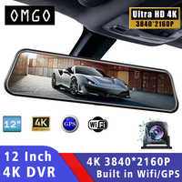 12 Inch 4K 3840*2160P Car Dvr WIFI GPS Mirror Dash Cam Dual Len Dashcam Drive Recorder Stream RearView Mirror IPS Screen Camera