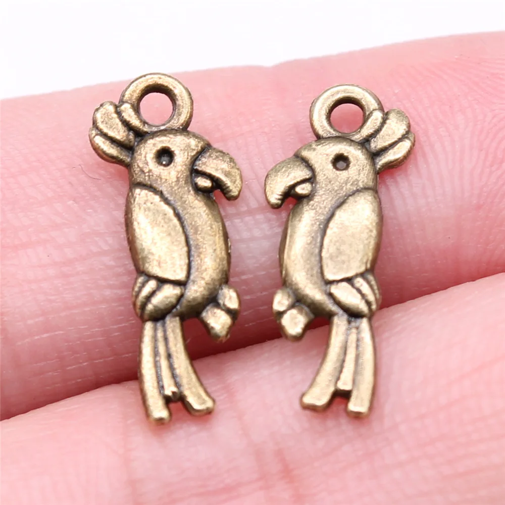 40pcs 20x8mm(0.79x0.31inch) 2 Colors Antique Bronze Color Antique Silver Color Parrot Charms Jewelry Materials Bulk