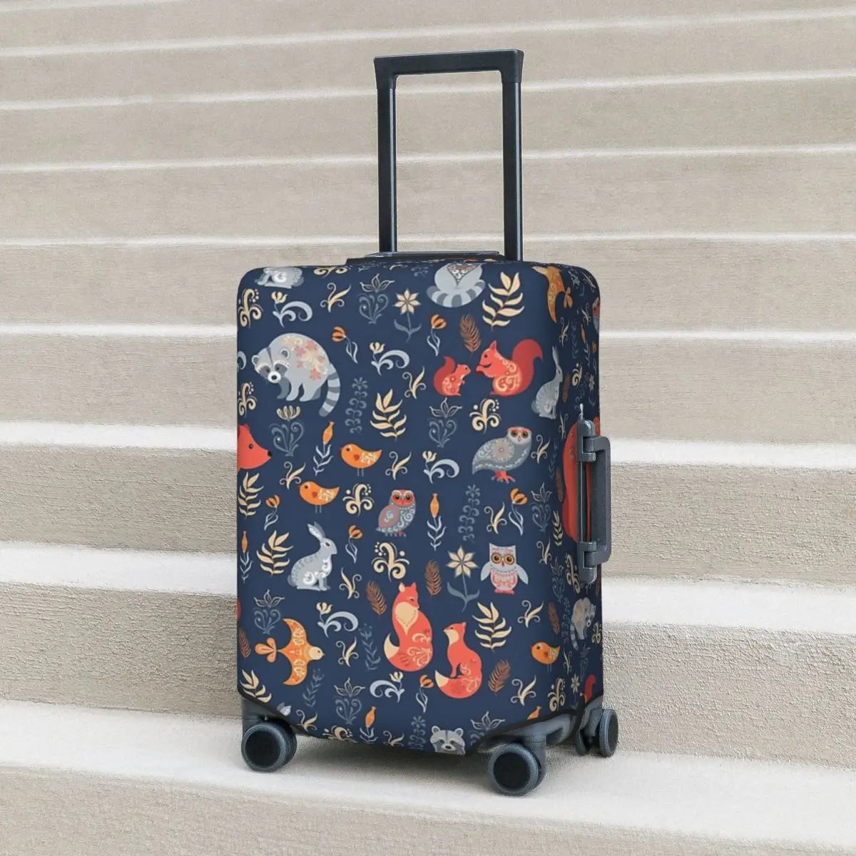 

Fairy-Tale Forest. Fox, Bear, Raccoon, Owls, Rabbits, Flowers And Herbs Suitcase Cover Protection Luggage Protector Covers