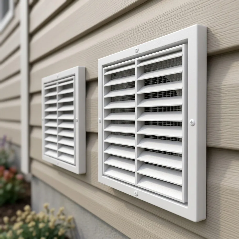 Rain Resistant Louvered Vent Cap for Standard For 8 Inch Round Dryer Ducts Includes Mounting Screws ABS Material