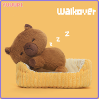 Kawaii Lying Flat Capybara Plush Toy Stuffed Animal Lying Kitten Dog Fox Accompany Sleep Toy Home Decoration Kids Birthday Gifts