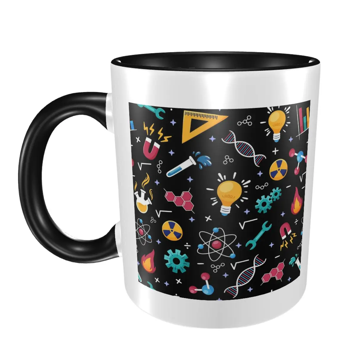STEM Icons Pattern Science Engineering Mug Funny Ceramic Coffee Cups Tea Mugs Milk Cup Drinkware Gifts for Woman Man