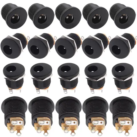 10/50/200Pcs DC-022 Power Socket Plug 5.5x2.1mm DC Jack Panel Mounting DC Connector 2.5*5.5mm