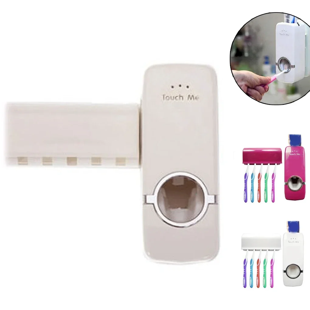 

Toothbrush Mount Lid Plastic Hanging Dispenser Toothpaste Stand Organizer Holder Removable Automatic With Wall