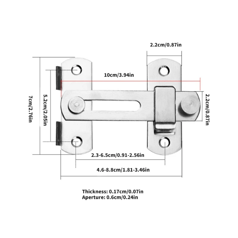 Serratura per porta di sicurezza da 2 pezzi Serrature per porte scorrevoli da 90/180 gradi Serratura per porta privacy per esterni, garage, finestre