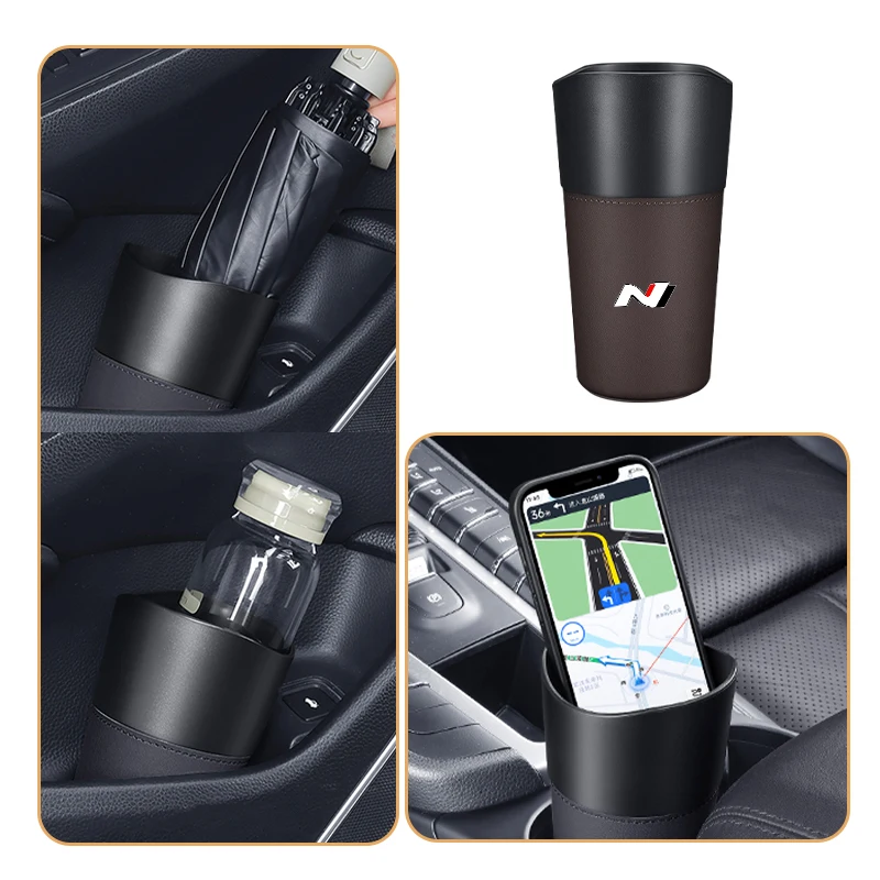 Car Trash Can Mini Leather Wather Cup Sink Organizer For Hyundai N I30 I20 IX35 I40 Tucson Veloster Kona Elantra Sonata Azera