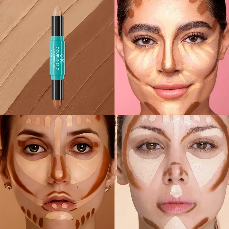 2 IN 1 Contouring Stick Viso Fondotinta Correttore Illumina Penna di Lunga Durata Cerchi Scuri Correttore Naso Ombra Ombre Bastoni