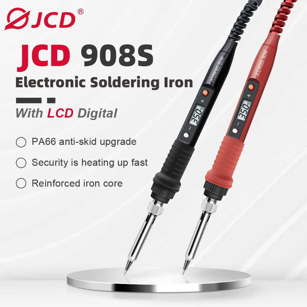 JCD solder listrik 80W, alat solder ujung besi solder suhu dapat disesuaikan, tampilan Digital LCD 220V/110V