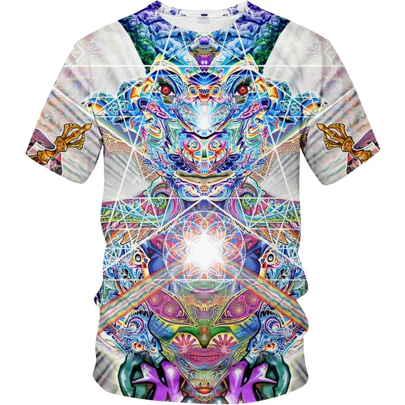 

Trippy Psychedelic Cat T-Shirt Men's 3D Cool Graphic Short Sleeve Tees Top Cosplay Men's Clothing Quality Haikyuu Tshirt for Men