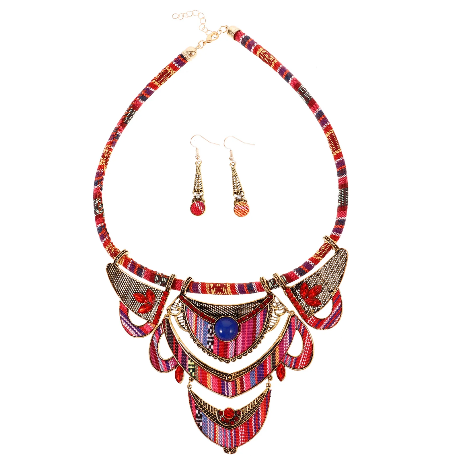 

Bohemian Jewelry Set Necklace Earring Set Fashion Tribal Style Bib Statement Piece for Wedding Party Daily Wear