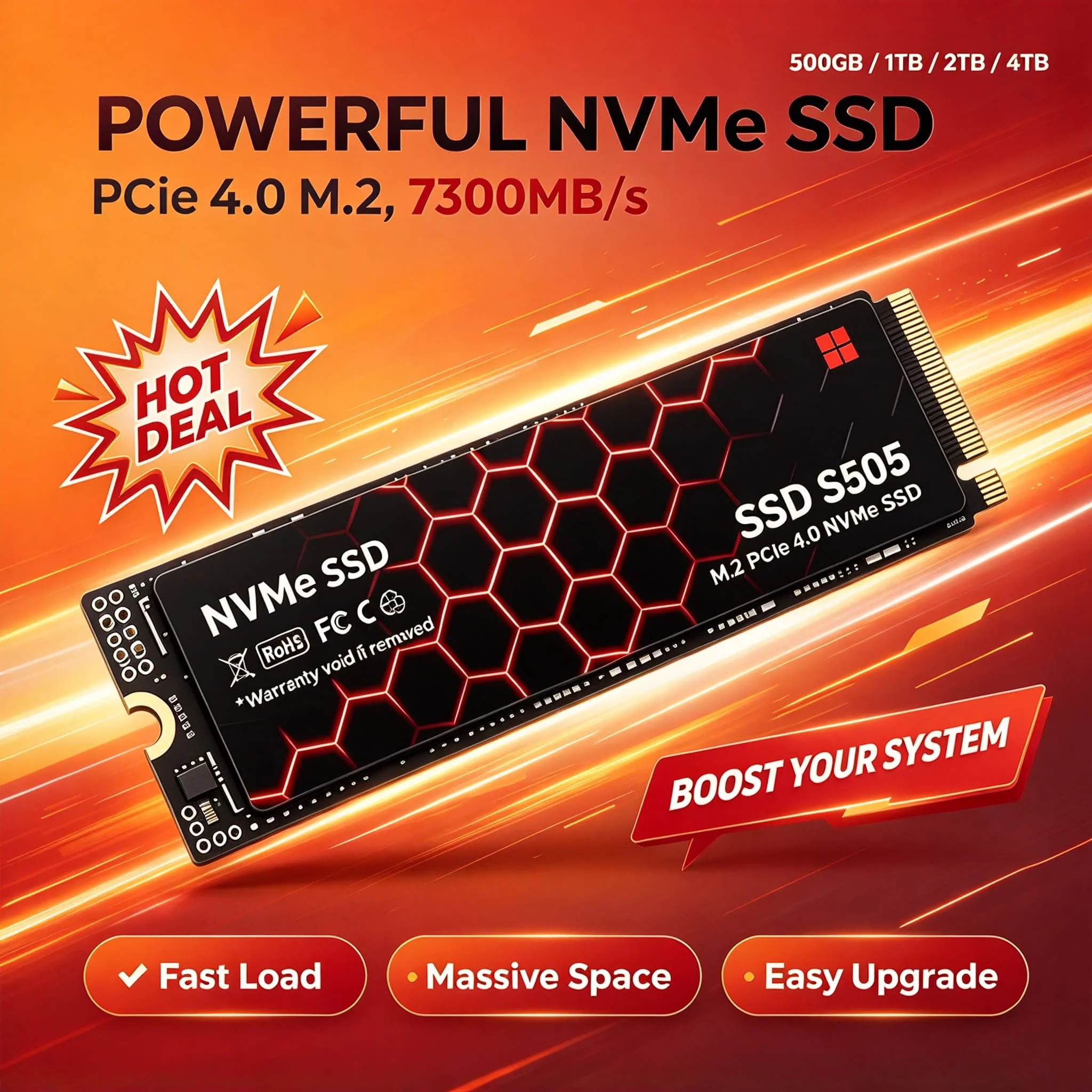 500GB 1TB 2TB 4TB New S505 M.2 NVMe PCIe 4.0 SSD Internal Solid State Disk Laptop Desktop PC Max Pro Ultra Daily Data Backup