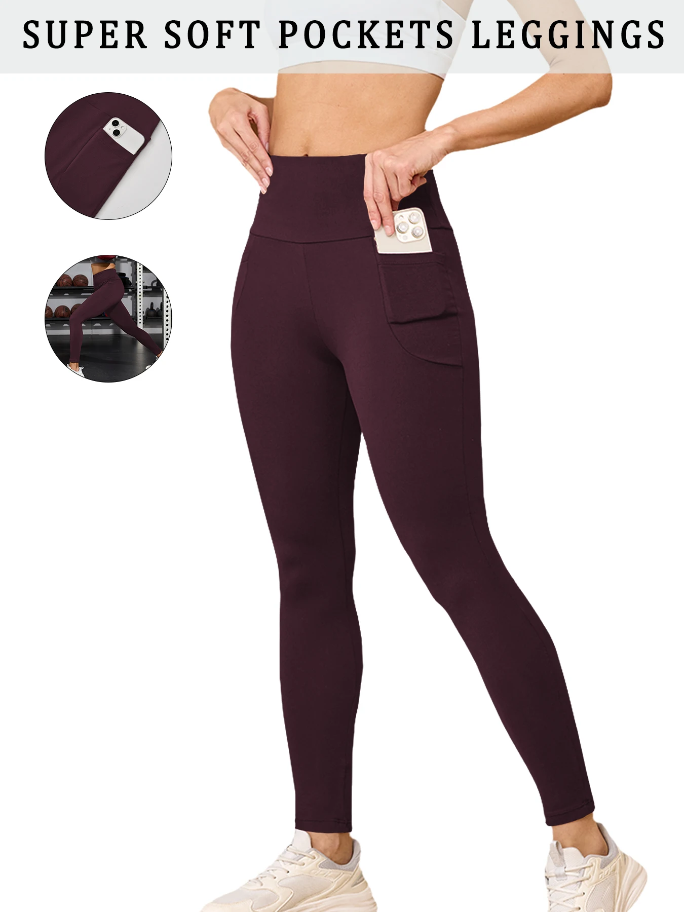 

Women's High Waisted Leggings with Pockets - Super Soft Tummy Control for Yoga Workout and Daily Home Activities