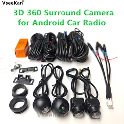 1080P 360° Panoramic Camera  HD Rear / Front / Left / Right 3D 360 Bird View Panoramic Accessories For Car Android Radio