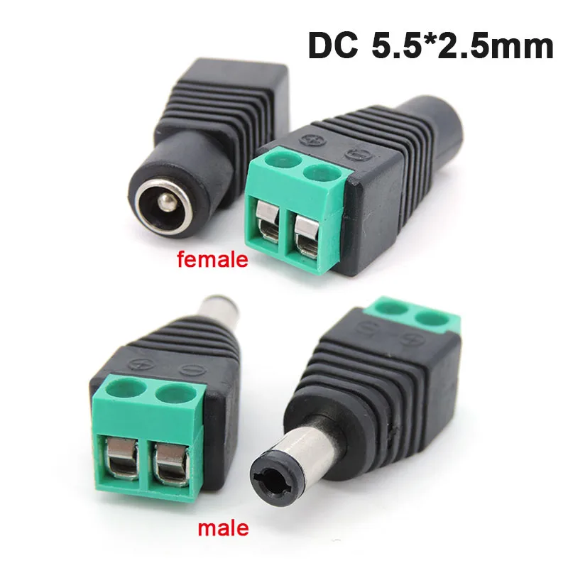 12V 2.5 x 5.5mm 5.5*2.5mm DC Power Male Plug Jack Adapter Connector Plug for CCTV single color LED Light