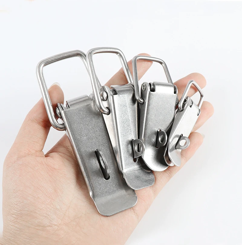 Stainless Steel Spring Loaded Toggle Latch, Catch Hasp Clamp Lock Hardware for Cabinet Wooden Case Box Chest Trunk, Silver